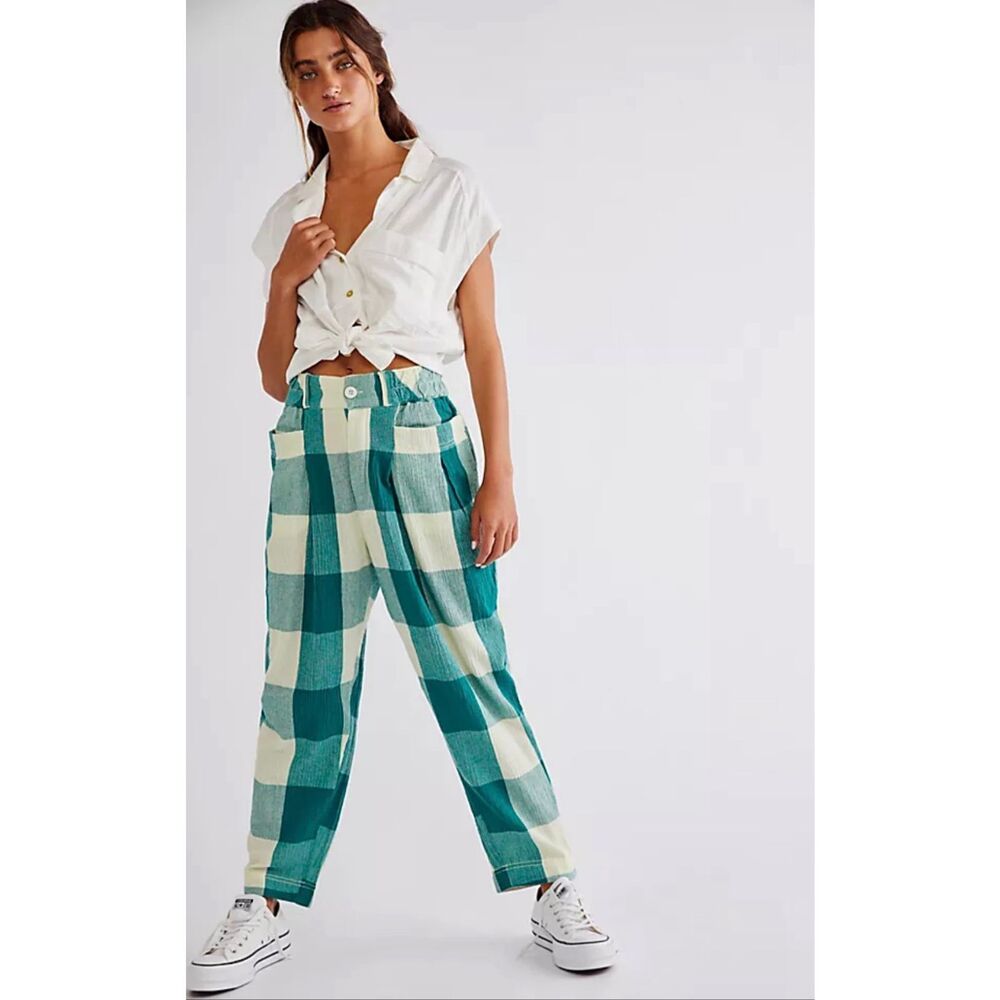 Free People Make a Stand Trousers Plaid L